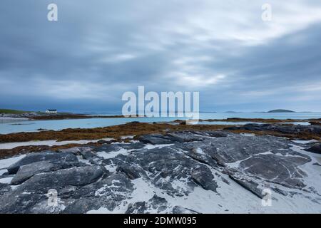 Eriskay Strand bei Sonnenuntergang, South Uist, Äußere Hebriden, Schottland Stockfoto