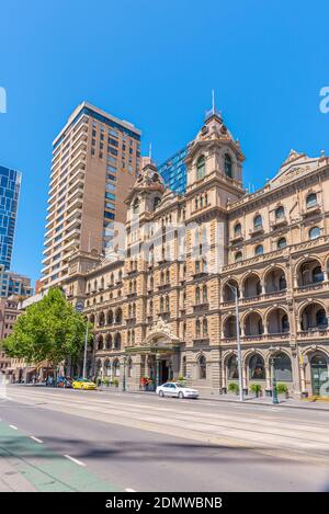 MELBOURNE, AUSTRALIEN, 1. JANUAR 2020: Windsor Hotel im Zentrum von Melbourne, Australien Stockfoto