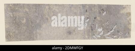 Sidewall, Block-printed, Against a light gray ground, faded and rubbed, is the faint indication of a design printed in black and white., possibly USA, ca. 1800, Wallcoverings, Sidewall Stock Photo