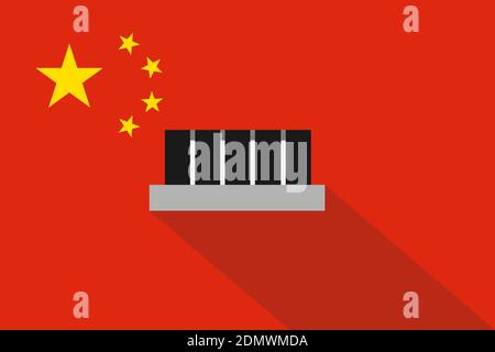 Chinesisches Gefängnis und Gefängnis in China. Platz für Kriminelle und Gefangene. Repressive und repressive Strafvollzug der Inhaftierung und Inhaftierung hinter dem b Stockfoto