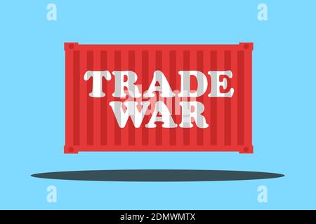 Handelskrieg - Schifffahrt Container und Wirtschaftskrieg - Zoll, Steuern, Zoll, feindliche Wirtschaft und Geschäft.. Vektorgrafik. Stockfoto