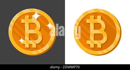 Isolated Flat Golden Bitcoin Icon Payment Symbol. Cryptocurrency Logo. Vector Illustration Stock Vektor