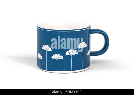 Ein Tee- oder Kaffeebecher isoliert auf weißem Hintergrund - 3d-Rendering Stockfoto