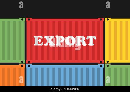 Export - Versand Container mit Waren und Waren ist goint auf dem ausländischen Markt für den internationalen Handel. Vektorgrafik Stockfoto