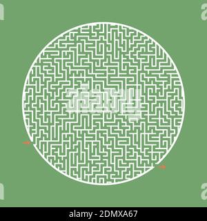 Schwieriges rundes Labyrinth. Spiel für Kinder und Erwachsene. Puzzle für Kinder. Labyrinth-Rätsel. Flache Vektorgrafiken isoliert auf Farbhintergrund Stock Vektor