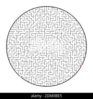 Schwieriges rundes Labyrinth. Spiel für Kinder und Erwachsene. Puzzle für Kinder. Labyrinth-Rätsel. Flache Vektorgrafiken isoliert auf weißem Hintergrund Stock Vektor