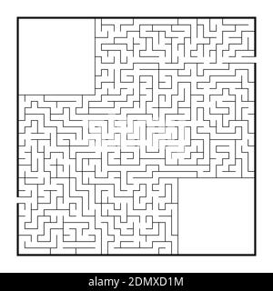 Schwieriges großes quadratisches Labyrinth. Spiel für Kinder und Erwachsene. Puzzle für Kinder. Labyrinth-Rätsel. Flache Vektorgrafiken isoliert auf weißem Hintergrund Stock Vektor
