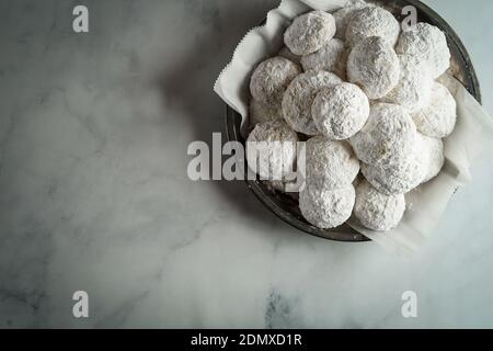 Geröstete Mandel Schneeball-Kekse Stockfoto