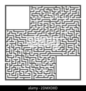 Schwieriges großes quadratisches Labyrinth. Spiel für Kinder und Erwachsene. Puzzle für Kinder. Labyrinth-Rätsel. Flache Vektorgrafiken isoliert auf weißem Hintergrund Stock Vektor