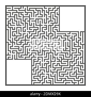 Schwieriges großes quadratisches Labyrinth. Spiel für Kinder und Erwachsene. Puzzle für Kinder. Labyrinth-Rätsel. Flache Vektorgrafiken isoliert auf weißem Hintergrund Stock Vektor