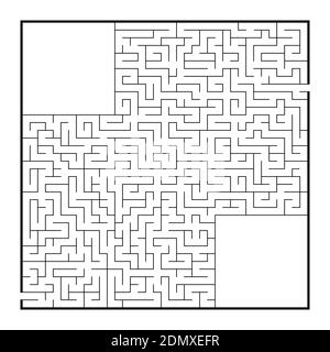 Schwieriges großes quadratisches Labyrinth. Spiel für Kinder und Erwachsene. Puzzle für Kinder. Labyrinth-Rätsel. Flache Vektorgrafiken isoliert auf weißem Hintergrund Stock Vektor