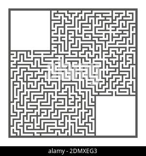 Schwieriges großes quadratisches Labyrinth. Spiel für Kinder und Erwachsene. Puzzle für Kinder. Labyrinth-Rätsel. Flache Vektorgrafiken isoliert auf weißem Hintergrund Stock Vektor