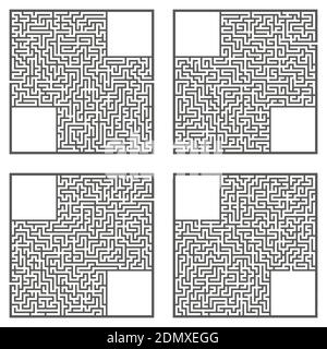 Ein Satz Labyrinthe. Spiel für Kinder. Puzzle für Kinder. Labyrinth-Rätsel. Flache Vektorgrafik. Stock Vektor