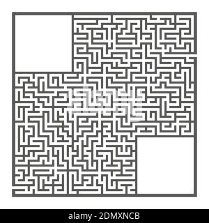 Schwieriges großes quadratisches Labyrinth. Spiel für Kinder und Erwachsene. Puzzle für Kinder. Labyrinth-Rätsel. Flache Vektorgrafiken isoliert auf weißem Hintergrund Stock Vektor
