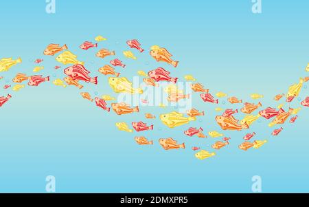 seamless pattern colored fish on blue background Stock Vektor