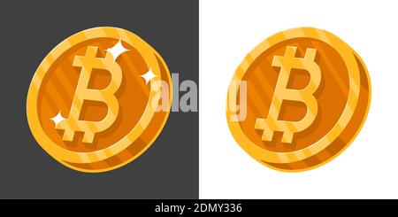 Isolated Flat Golden Bitcoin Icon Payment Symbol. Cryptocurrency Logo. Vector Illustration Stock Vektor