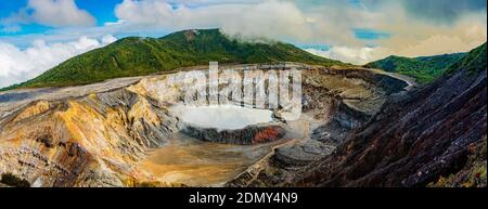 San Jose, Costa Rica - April 3, 2017:  The Poás Volcano, (Spanish: Volcán Poás), is an active 2,708-metre (8,885 ft) stratovolcano in central Costa Ri Stock Photo