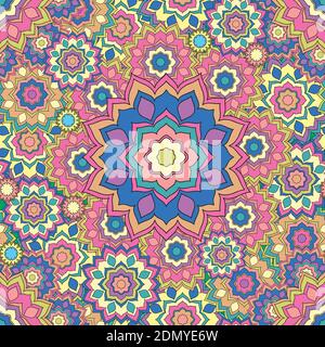 Color seamless geometric floral ornament. Vector illustration. Stock Vector