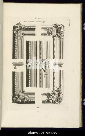 Angles et Montans de Bordures Differemment Variés, François de Cuvilliés der Ältere, Belgisch, aktives Deutschland, 1695 - 1768, Radierung und Gravur auf cremeweißem Papier, Deutschland, 1745, Möbel, Druck Stockfoto