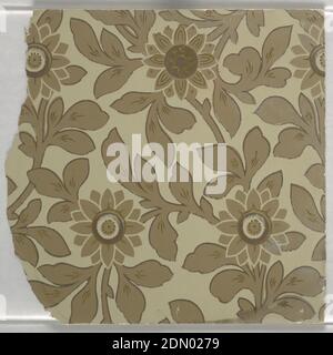 Seitenwand-Muster, maschinenbedruckt auf Papier, fragmentarische Tapeten aus Musterbuch, inklusive ästhetischer und anglo-japanesischer Entwürfe., 72 Seiten Muster., USA, 1880–90, Wallcoverings, Sidewall-Muster Stockfoto