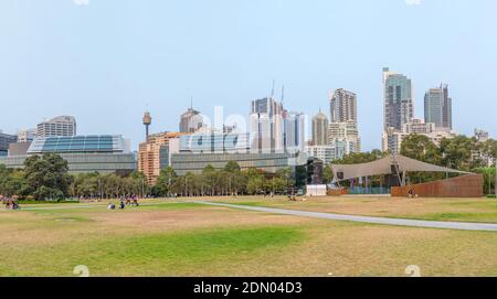 SYDNEY, AUSTRALIA, DECEMBER 30, 2019: Cityscape of Sydney viewed from Darling square, Australia Stock Photo