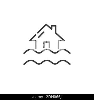 Symbol für dünne Flutlinie. Isolierte Darstellung des Wettervektors Stock Vektor