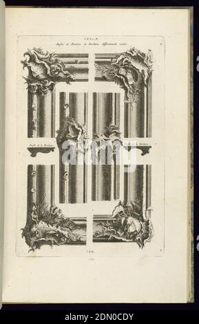 Angles et Montans de Bordures Differemment Variés, François de Cuvilliés der Ältere, Belgisch, aktives Deutschland, 1695 - 1768, Radierung und Gravur auf cremeweißem Papier, Deutschland, 1745, Möbel, Druck Stockfoto