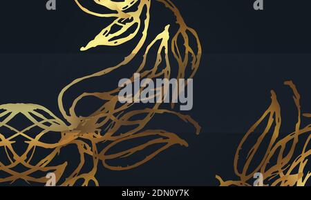Luxus ornamental Vektor Hintergrund-Design. Schwarz und golden floralen Hintergrund Illustration. Stock Vektor