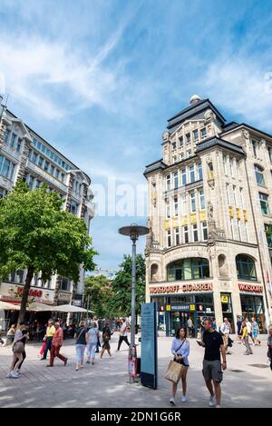 Hamburg, Germany - August 23, 2019: Spitalerstraße, shopping street with people around in Altstadt quarter, Hamburg, Germany Stock Photo