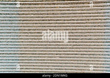 Lumber in sawmill, ends of timber blocks for texture background. Stock Photo