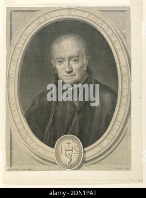 Porträt von Juan Pablo Oliva (1600-1681), Jean-Pierre Simon, französisch, 1650 - 1710, Giovanni Battista Gaulli, genannt Baciccio, italienisch, 1639 - 1709, Gravur auf Papier, halblanges Porträt des Kardinals, Kopf leicht nach links betitelt; unbedeckter Kopf. In einem ovalen Rahmen., Frankreich, Italien, ca. 1670, Drucken Stockfoto