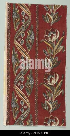 Textil, Medium: Baumwolle Technik: Block bedruckt auf Leinwandbindung, Nordfrankreich, ca. 1800, bedruckte, gefärbte & bemalte Textilien, Textil Stockfoto
