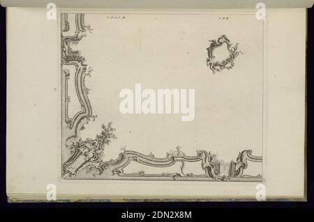 Design for a Quarter of a Ceiling, François de Cuvilliés d.Ä., Belgien, aktives Deutschland, 1695 - 1768, Radierung und Gravur auf cremeweißem Papier, Deutschland, 1745, Innenräume, Druck Stockfoto