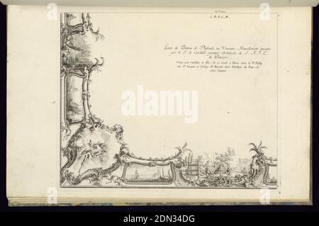 Design for a Quarter of a Ceiling, François de Cuvilliés d.Ä., Belgier, aktives Deutschland, 1695 - 1768, Karl Albert von Lespilliez, 1723–1796, Nicolas Jean-Baptiste de Poilly, Französisch, 1712–nach 1758, Radierung und Gravur auf cremeweißem Büttenpapier, Deutschland, 1745, Innenräume, Druck Stockfoto