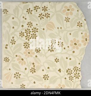 Seitenwand-Muster, maschinenbedruckt auf Papier, fragmentarische Tapeten aus Musterbuch, inklusive ästhetischer und anglo-japanesischer Entwürfe., 72 Seiten Muster., USA, 1880–90, Wallcoverings, Sidewall-Muster Stockfoto