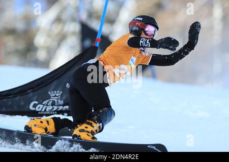 Carezza, Italy. 17th Dec, 2020. FIS Snowboard World Cup - Covid-19 Outbreak Parallel Slalom event on 17/12/2020 in Carezza, Italy. In action Natalia Sobolova (RUS) (Photo by Pierre Teyssot/ESPA-Images) Credit: European Sports Photo Agency/Alamy Live News Stock Photo