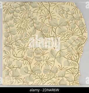 Seitenwand-Muster, maschinenbedruckt auf Papier, fragmentarische Tapeten aus Musterbuch, inklusive ästhetischer und anglo-japanesischer Entwürfe., 72 Seiten Muster., USA, 1880–90, Wallcoverings, Sidewall-Muster Stockfoto