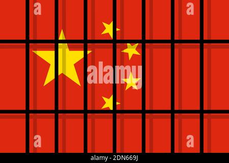 Chinesisches Gefängnis und Gefängnis in China. Platz für Kriminelle und Gefangene. Repressive und repressive Strafvollzug der Inhaftierung und Inhaftierung hinter dem b Stockfoto