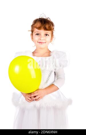 Mädchen mit Ballon isoliert auf einem weißen Hintergrund Stockfoto