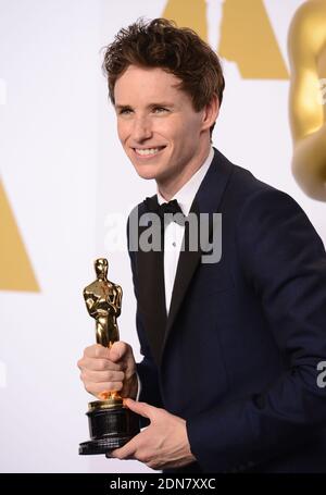 Eddie Redmayne posiert im Presseraum während der 87. Annual Academy Awards im Loews Hollywood Hotel am 22. Februar 2015 in Los Angeles, CA, USA. Foto von Lionel Hahn/ABACAPRESS.COM Stockfoto