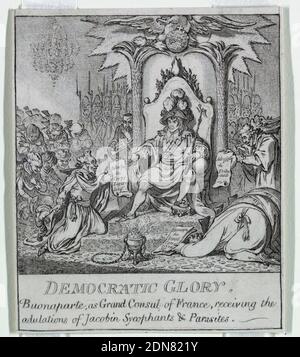 Demokratie, or a Sketch o, James Gillray, 1756 – 1815, Heidi Humphrey, Etching Support: Weißes, auf beigefarbenem Wove-Papier gegelegtes Wove-Papier, London, England, Frankreich, 1800, Grafikdesign, Print Stockfoto