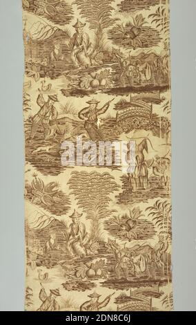 Textile, Medium: cotton Technique: printed by engraved plate on plain weave., England, ca. 1790, printed, dyed & painted textiles, Textile Stock Photo