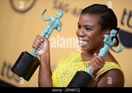 Uzo Aduba poses in the press room at the 21st Annual Screen Actors Guild Awards at The Shrine Auditorium in Los Angeles, CA, USA, on January 25, 2015. Photo by Lionel Hahn/ABACAPRESS.COM Stock Photo