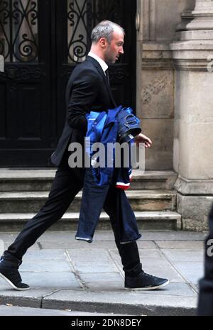 France's Thierry Omeyer leaving the celebration Handball French Team World Champion Tittle 2015 at the Palais de l'Elysee in Paris, France, on February 3, 2015. France won the 24th Men's Handball World Championships two days ago and became the first team in handball history to win five world championships when they beat surprise finalists Qatar 25-22. France are now World, European and Olympic champions, emphasising their current dominance of the sport. Photo Alain Apaydin/ABACAPRESS.COM Stock Photo