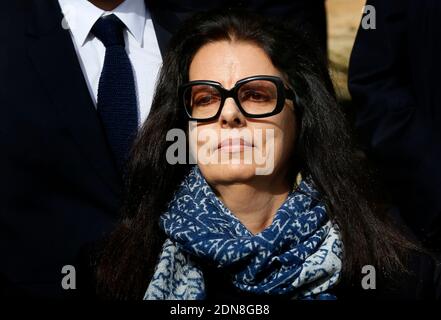Francoise Bettencourt-Meyers, die Tochter von Liliane Bettencourt und ihren Söhnen Nicolas Meyers (mit Brille) und Jean-Victor Meyers sprechen am 5. Tag des sogenannten Bettencourt-Prozesses vor Gericht und beschuldigen 10 Menschen in der Nähe von Loreal Erbin Liliane Bettencourt, ihre Demenz ausgenutzt zu haben, am 30. Januar 2015 in Bordeaux, Südwestfrankreich. Foto von Patrick Bernard /ABACAPRESS.COM Stockfoto