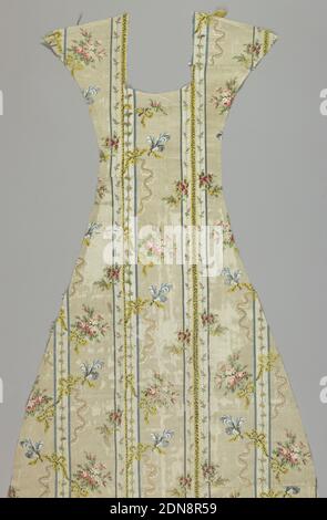 Chasuble Front (unmaskierten), Medium: Seide Technik: Leinwandbindung mit ergänzenden Kettfloats und diskontinuierlichen Ergänzungsfloats., Florale Zweige in senkrechten Streifen auf weißem Grund., 18. Jahrhundert, gewebte Textilien, Chasuble Front (unmaskierten) Stockfoto