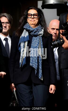 Francoise Bettencourt-Meyers, die Tochter von Liliane Bettencourt und ihren Söhnen Nicolas Meyers (mit Brille) und Jean-Victor Meyers sprechen am 5. Tag des sogenannten Bettencourt-Prozesses vor Gericht und beschuldigen 10 Menschen in der Nähe von Loreal Erbin Liliane Bettencourt, ihre Demenz ausgenutzt zu haben, am 30. Januar 2015 in Bordeaux, Südwestfrankreich. Foto von Patrick Bernard /ABACAPRESS.COM Stockfoto