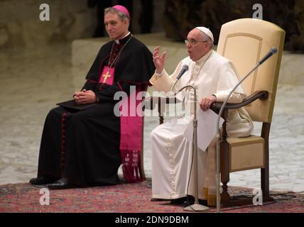 Pope Francis attends the weekly general audience at the Vatican on January 7, 2015. Photo by Eric Vandeville/ABACAPRESS.COM Stock Photo