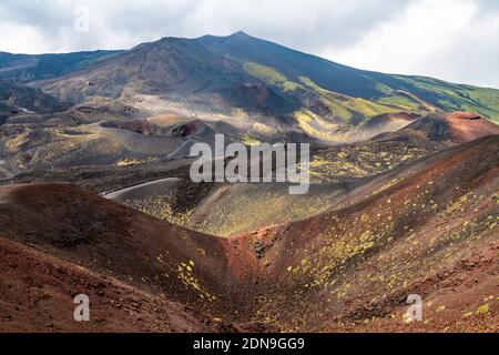 Vulkan Ätna Vulkanlandschaft und seine typische Vegetation, Sizilien Stockfoto