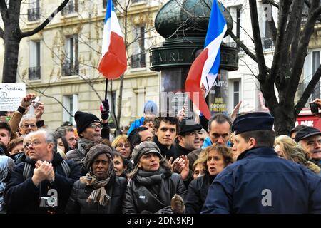 Am 11. Januar 2015 findet am Place de la Republique in Paris ein marsch gegen den Terrorismus statt. Mehrere europäische Staatsoberhäupter nahmen an einer Kundgebung Teil, um ihre Solidarität nach den jüngsten Terroranschlägen in Frankreich zum Ausdruck zu bringen und den Opfern des Angriffs auf das französische Satiremagazin Charlie Hebdo und einen koscheren Supermarkt in Paris zu gedenken. Foto von Thierry Orban/ABACAPRESS.COM Stockfoto